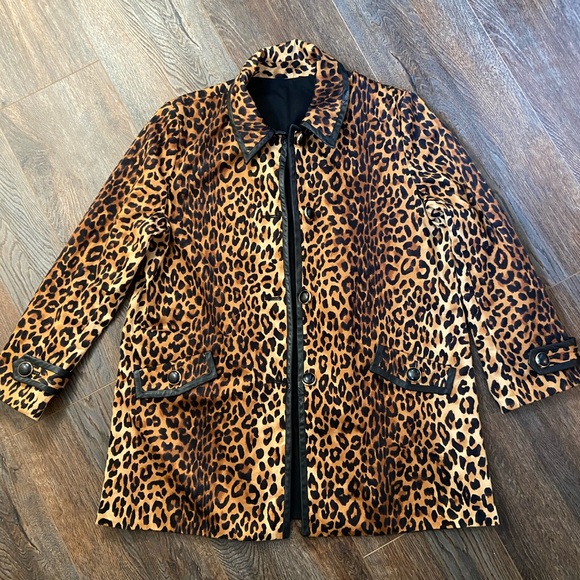 Jones New York reversible animal print and black coat - Picture 2 of 12
